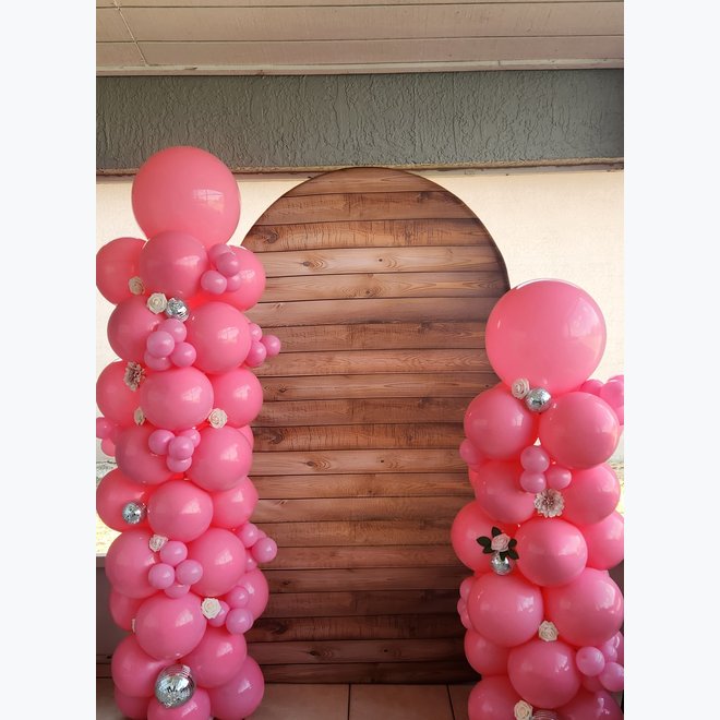 Pink balloon garland columns
