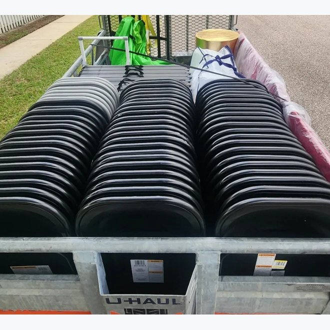 Chairs loaded for delivery